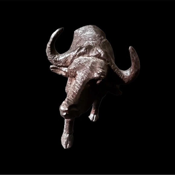 ηεψ African Cape Buffalo Vintage Solid Intricate Hand-Carved Namibian Waxed Wood - Picture 3 of 16